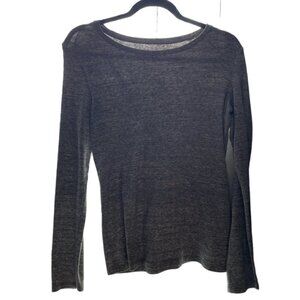 A New Day Gray Cotton Long Sleeve Scoop Neck Tee Large